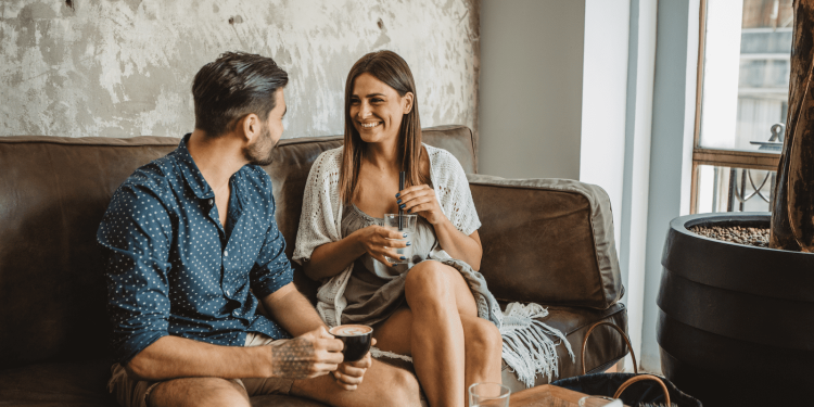 Couple enjoying coffee together, representing Dating While Going Through a Divorce and starting fresh.